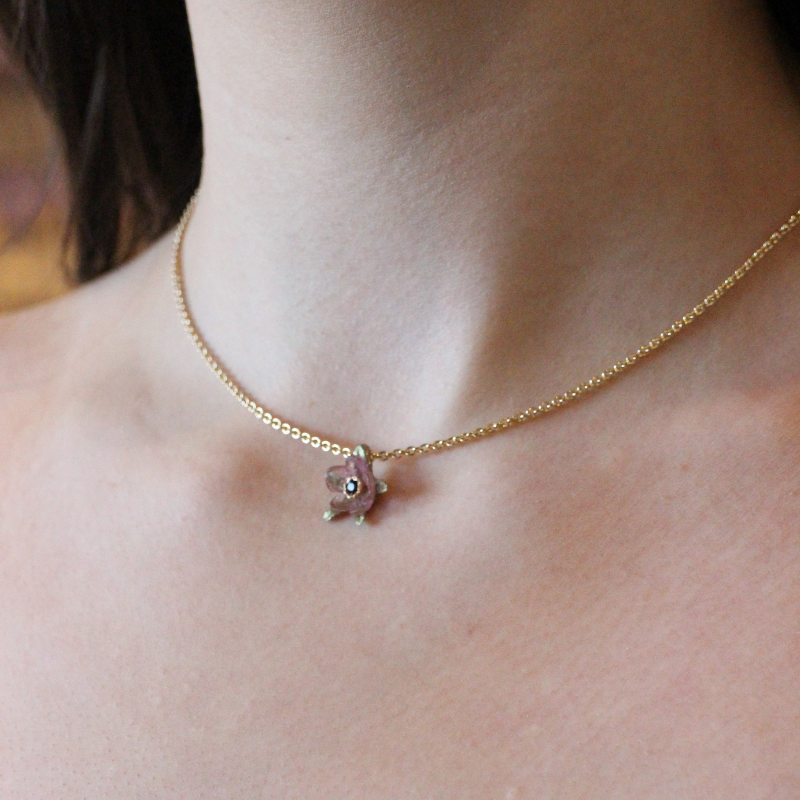 michael michaud french bouquet pink flower necklace