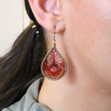 machu picchu boho bronze fuschia earring