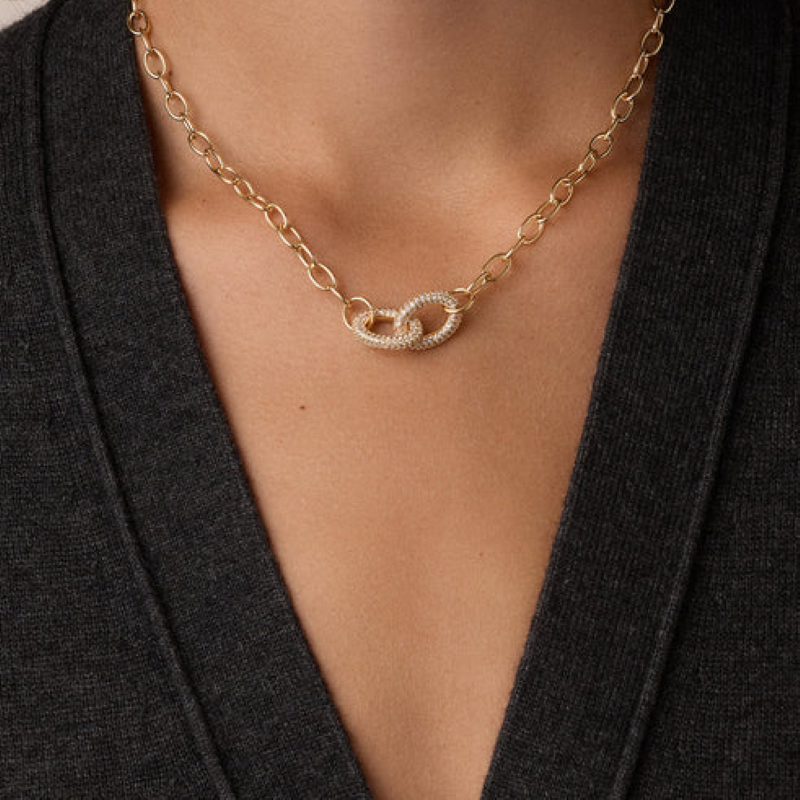 gorjana lou shimmer gold interlocking necklace