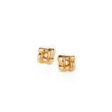 jenny bird mini woven gold square stud earring