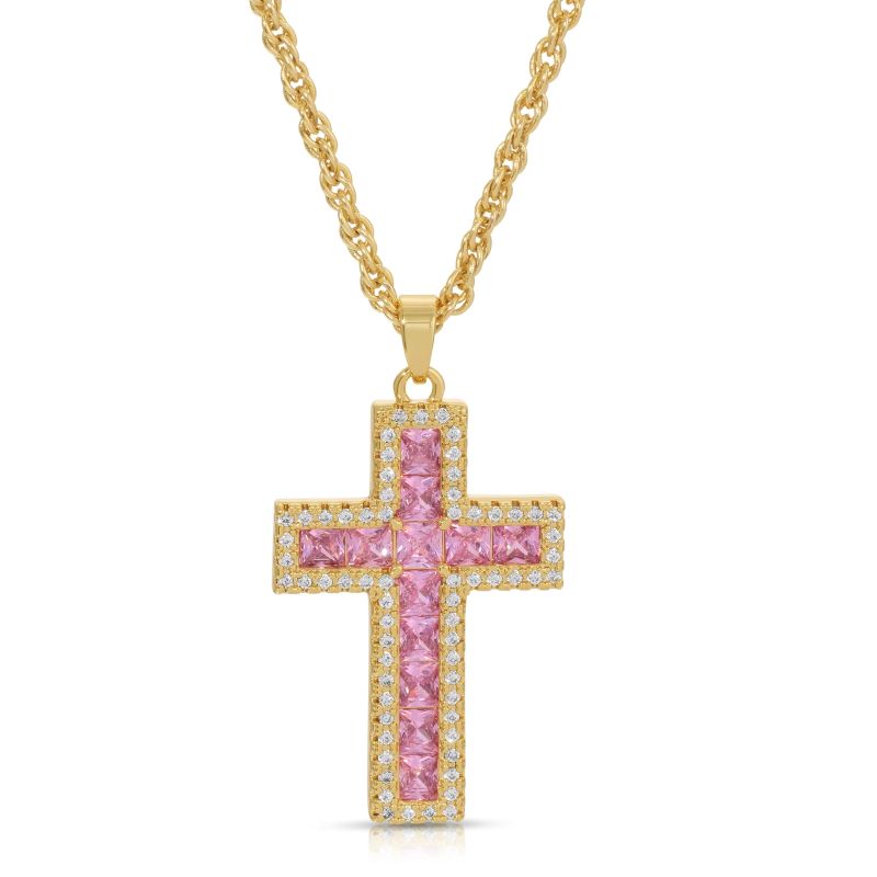 joy dravecky isabella gold pink cross necklace