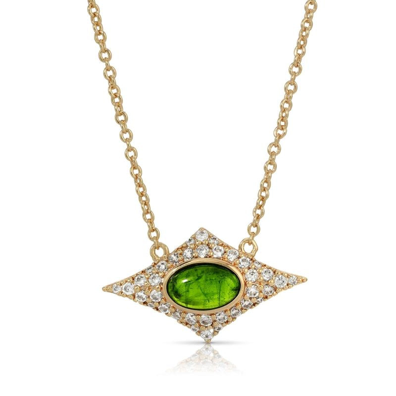 elizabeth stone astra gem gold diopside necklace