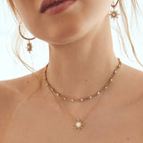 elizabeth stone gemstone starburst gold mother of pearl necklace