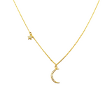 tai moon star necklace gold cz