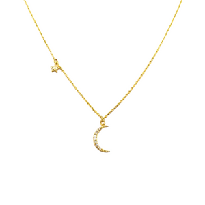tai moon star necklace gold cz