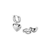 jenny bird puffy heart silver huggie earring