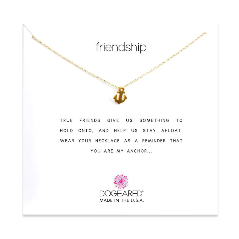 dogeared frienship anchor gold necklace