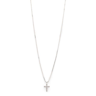 pilgrim clara cross silver crystal necklace