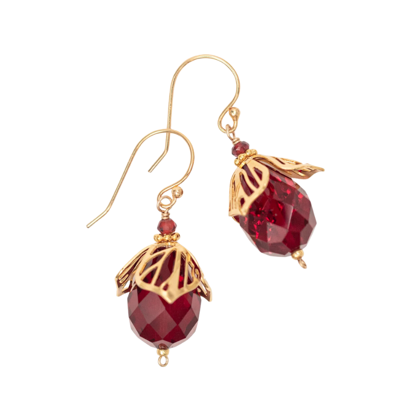 holly yashi emeilia gold scarlet garnet earring