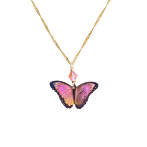 holly yashi bella butterfly pendant necklace living coral niobium
