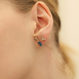 tai cz gold hummingbird stud earring