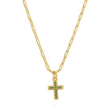 joy dravecky emmy cross gold necklace green