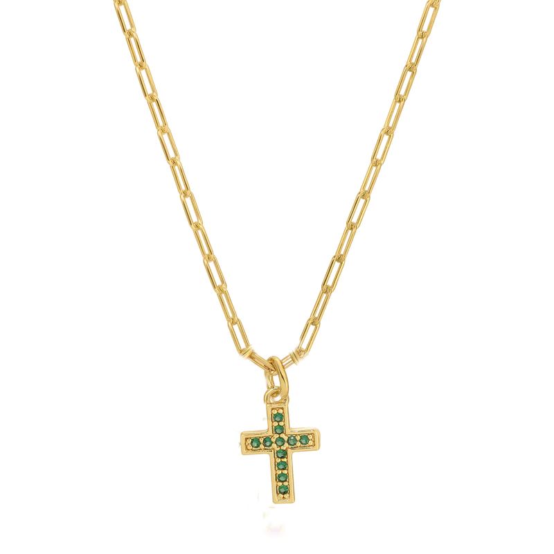joy dravecky emmy cross gold necklace green