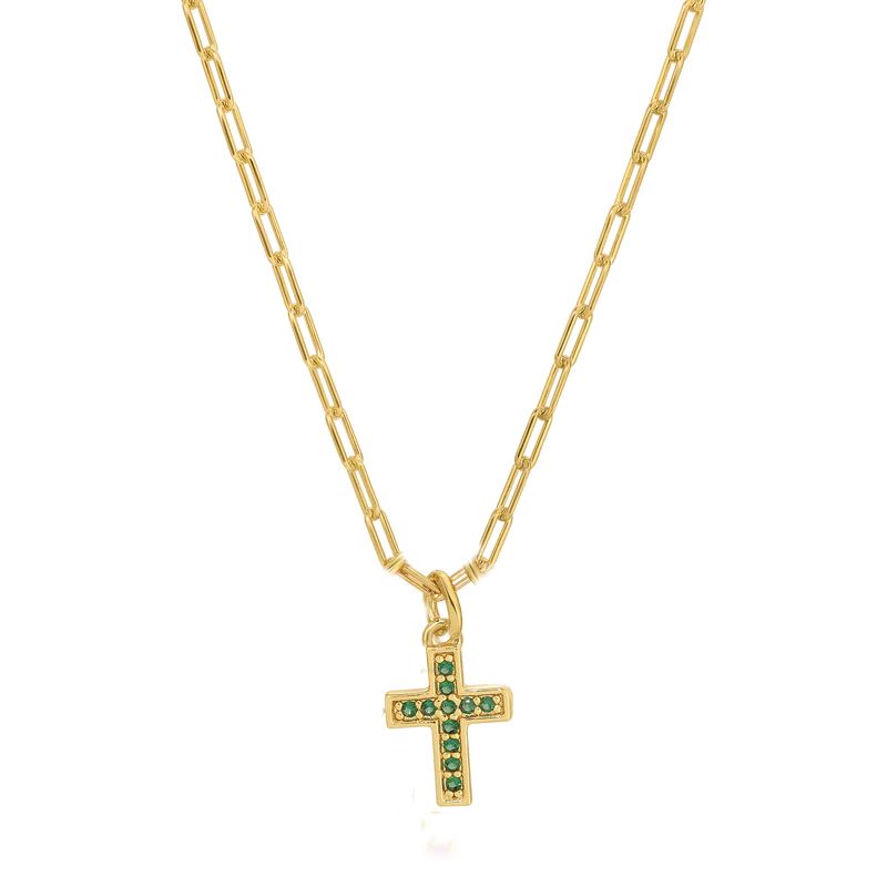 joy dravecky emmy cross gold necklace green