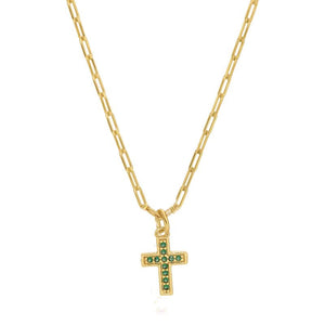 joy dravecky emmy cross gold necklace green
