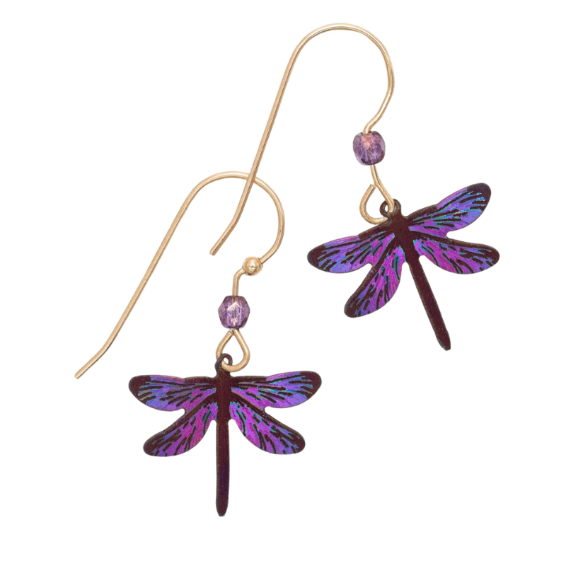 holly yashi dragonfly dreams gold violet skies earring niobium