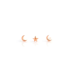 mimi and marge moon star stud earring set rosegold
