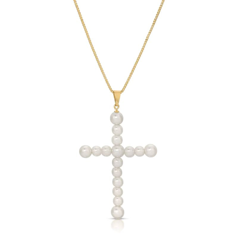 joy dravecky vivian pearl gold cross necklace