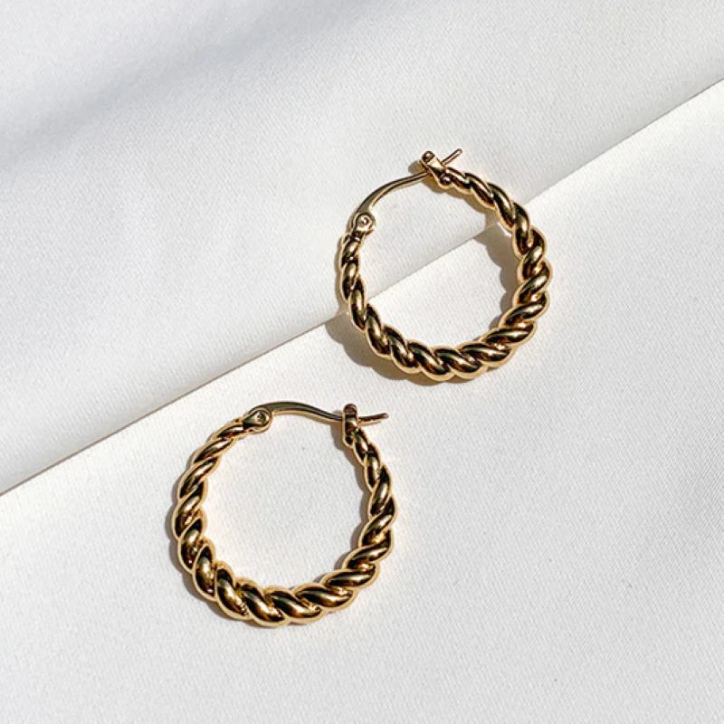 prima twisted gold hoop earring