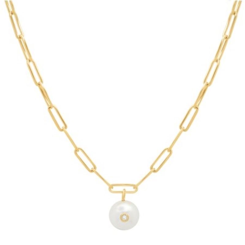 tai gold pearl ball pendant necklace
