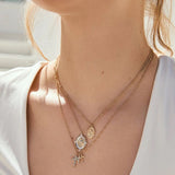 elizabeth stone roman cross gold trio pendant necklace