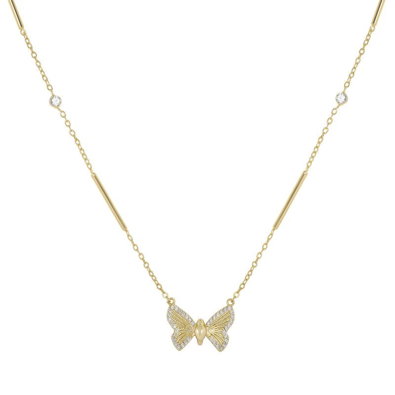 electric picks fly away gold butterfly necklace
