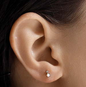 Opal Studs with CZ Drop Earring