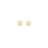 prima sterling silver gold textured cz sunburst studs