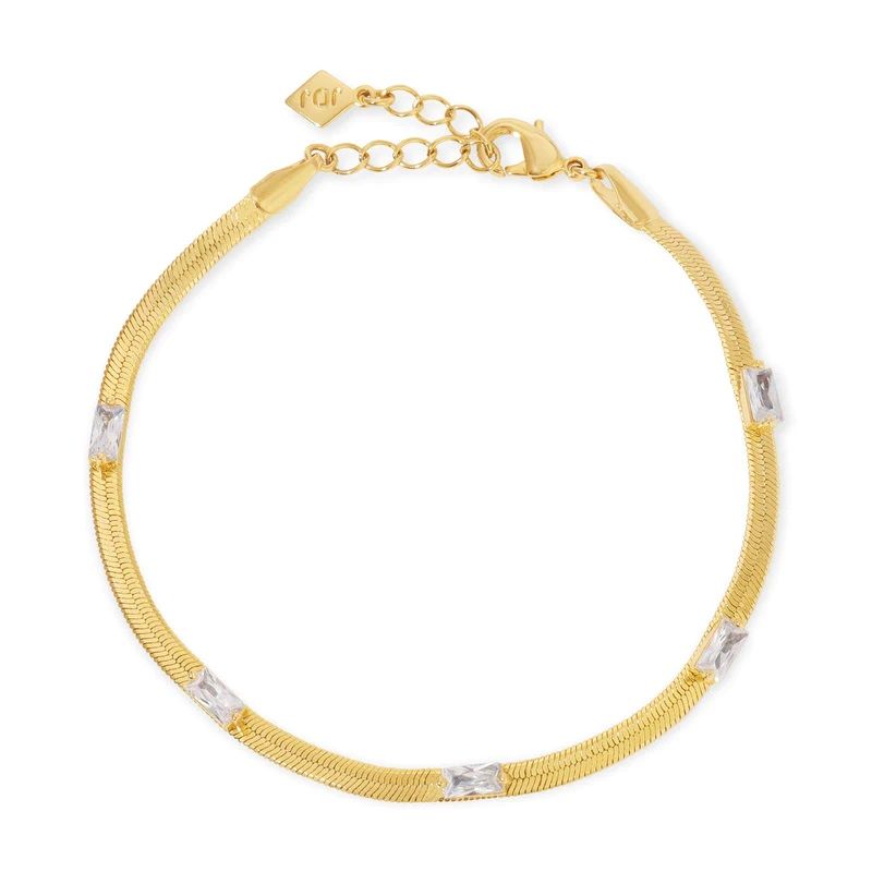 joy dravecky luxe herringbone gold white cz bracelet