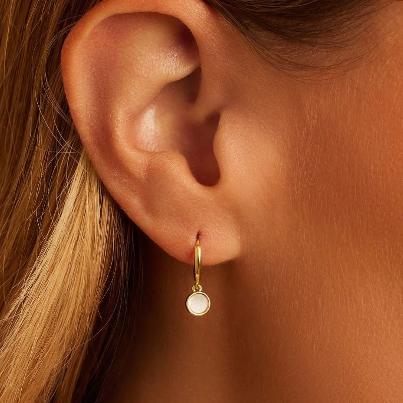 gorjana rose marble gold pearl coin huggie earring