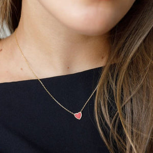 limlim joydrop enamel heart necklace gold red