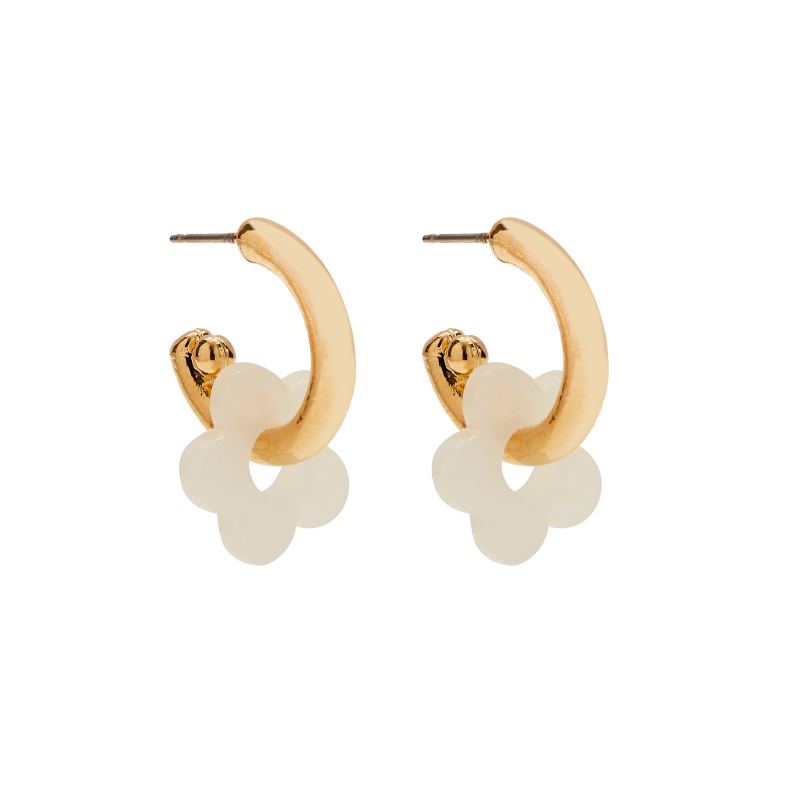 foxy originals gold purple white flower hoop earring set