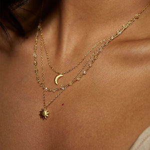satya sun moon triple gold necklace