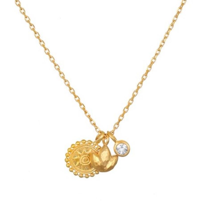 satya mandala lotus gold multi charm necklace