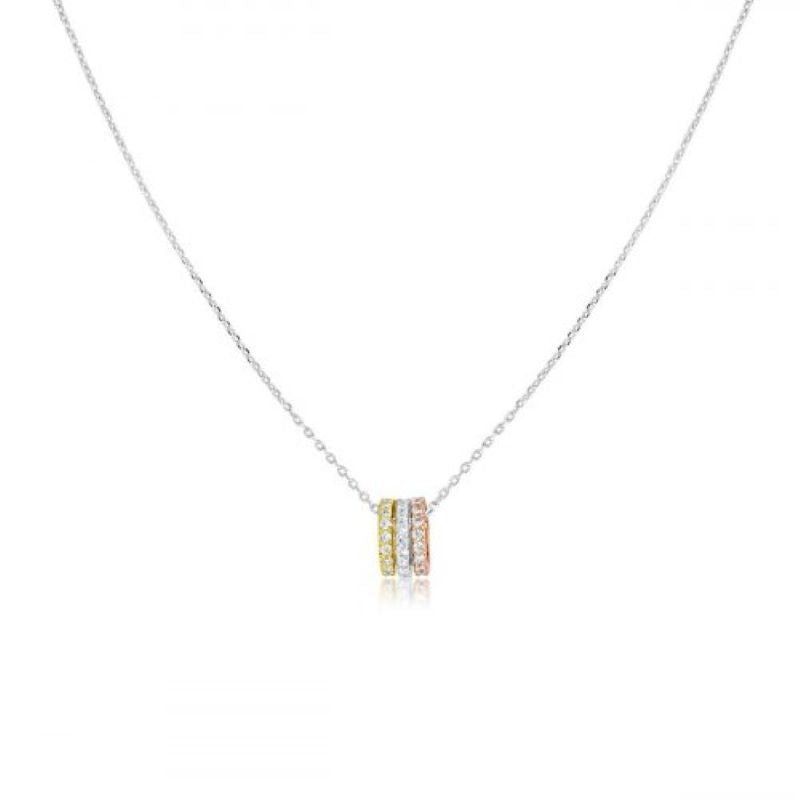 prima sterling silver tri colour cz necklace