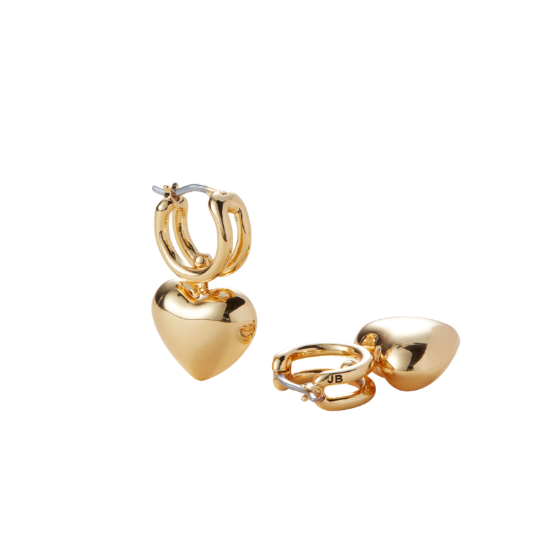 jenny bird puffy heart gold huggie earring