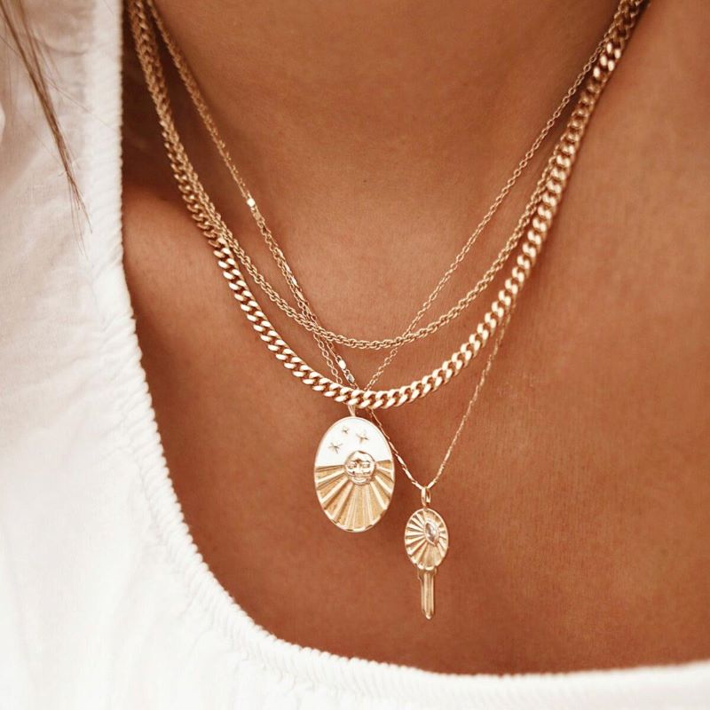 elizabeth stone starglow key gold necklace