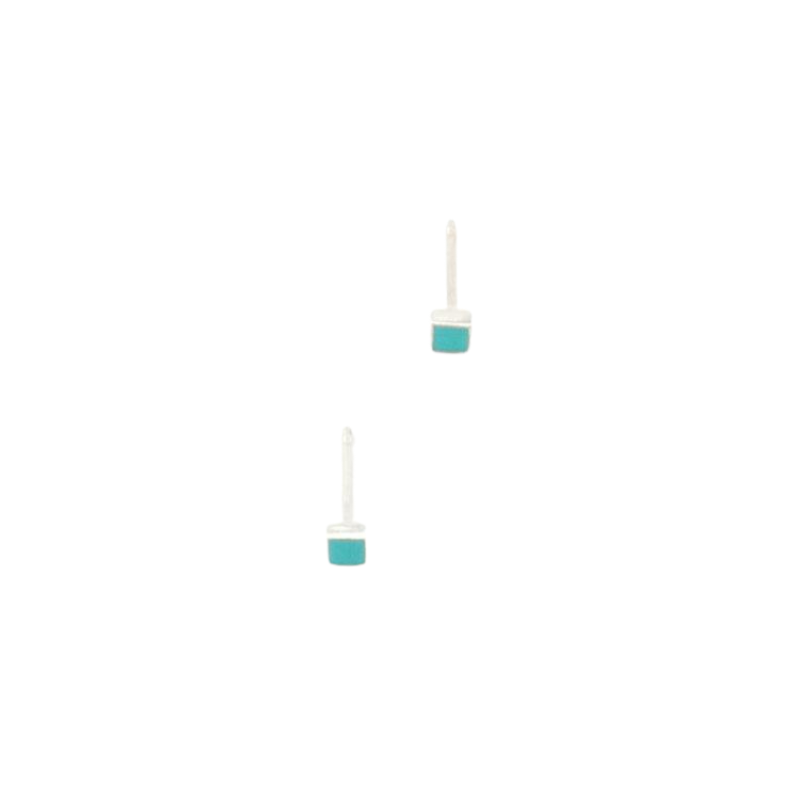 Silver Square with Turquoise Earring