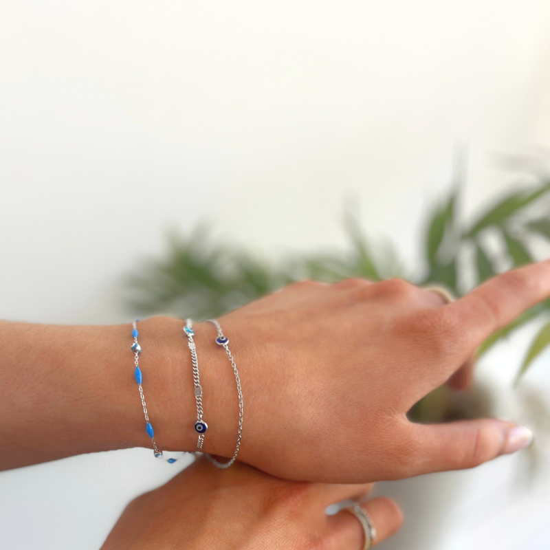 theia evil eye silver bracelets