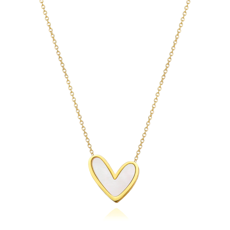 sahira gold abigail mother of pearl heart necklace