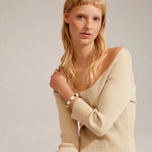 pilgrim rhythm silver pearl bracelet