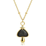 elizabeth stone starry shroom gold black onyx charm necklace