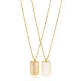 theia double sided enamel charm pendant necklace gold