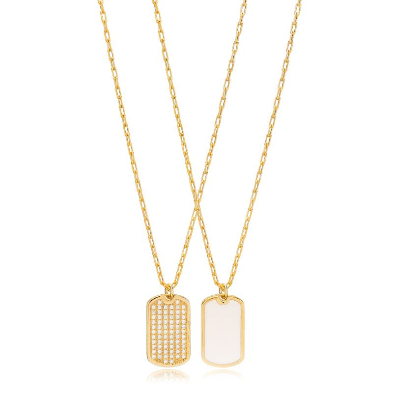 theia double sided enamel charm pendant necklace gold