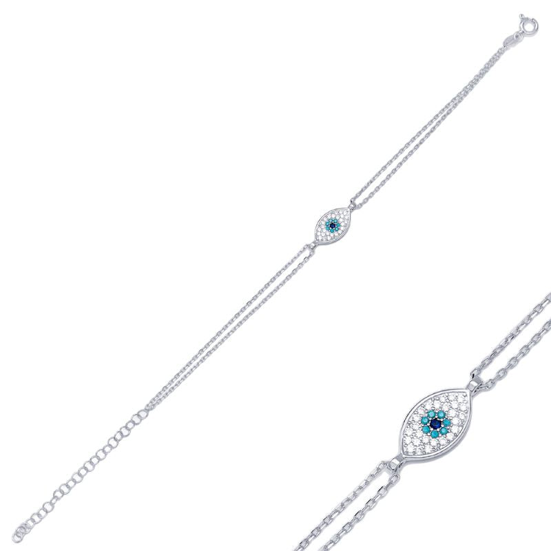 theia turkish evil eye silver charm bracelet