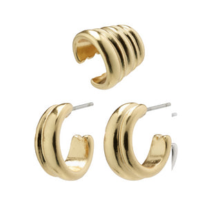 pilgrim nadya hoop cuff gold earring set