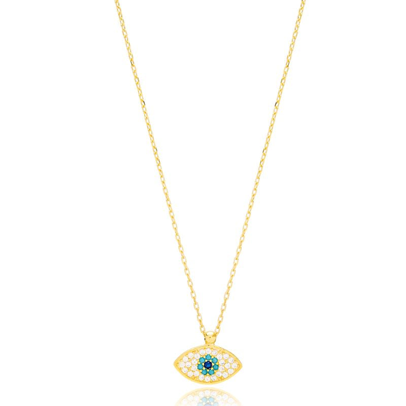 theia chic evil eye charm pendant gold necklace