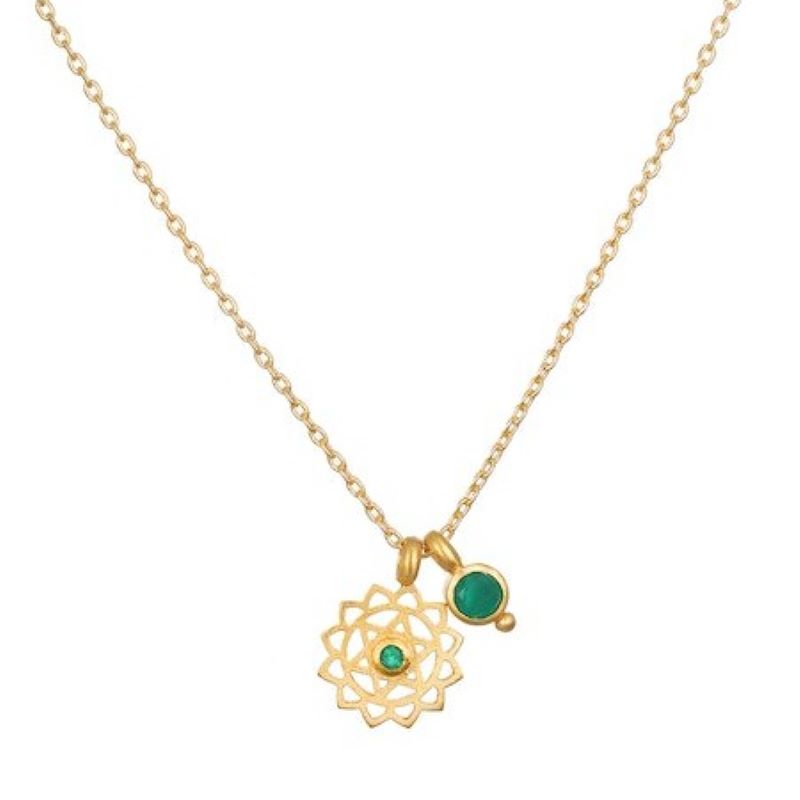 satya green onyx heart chakra pendant gold necklace