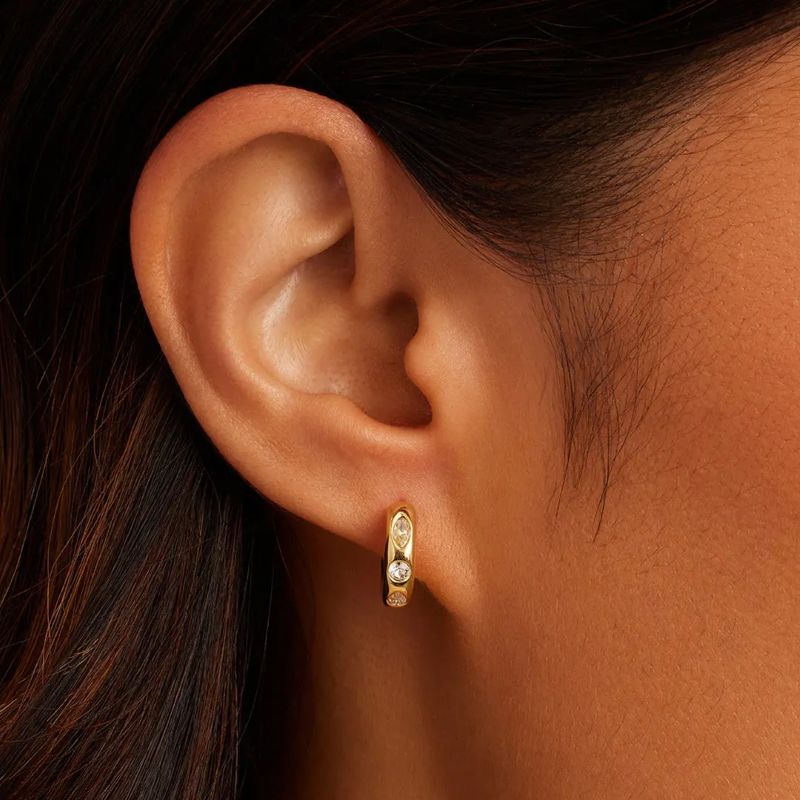 gorjana nova huggie gold white cz earring