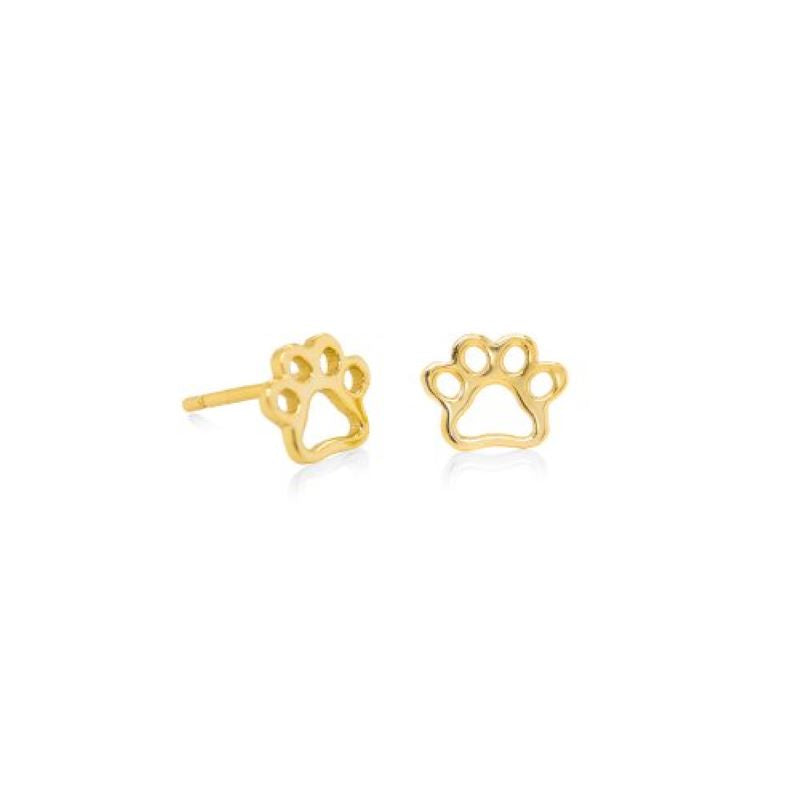 prima sterling silver gold paw print studs